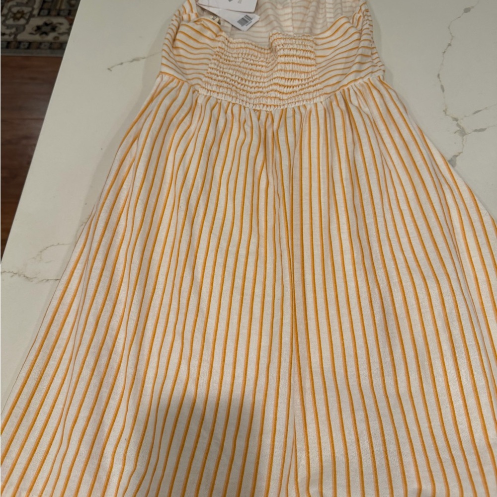 Roxy Women's Backless Dress in Yellow and White Stripes